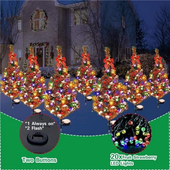 2PCS Solar Christmas Tree Lights Decor Outdoor, Xmas Tree Solar Powered - Picture 4 of 7